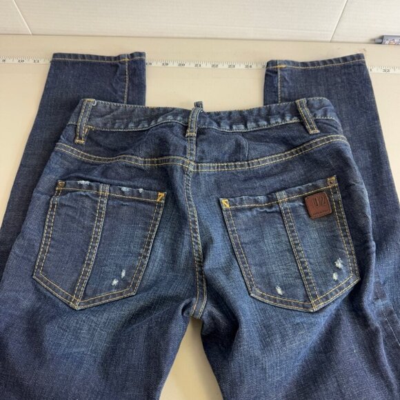 DSQUARED2 Womens Y2K 2000s Low-Rise Slim-Cut Denim Jeans in Dark Wash Size 40 - Picture 11 of 12